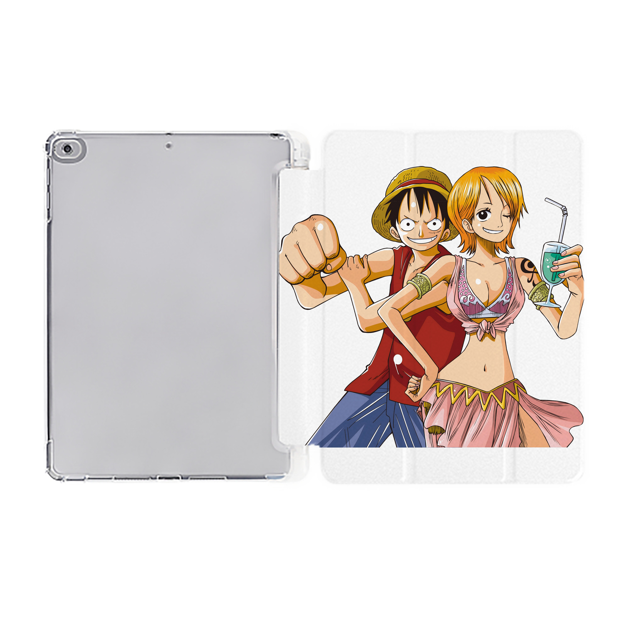 （画像用） ワンピース モンキー・D・ルフィ ONE PIECE Monkey D. Luffy IPad ケース ペン収納付き 三つ折りスタンド PUレザー×シリコン 対応機種9.5/10.5/10.9インチ